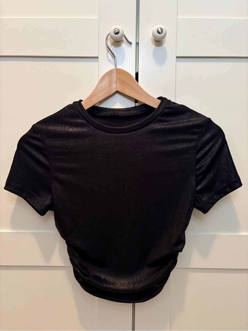 SHEIN Black Short Sleeve Shiny Tee for Kids